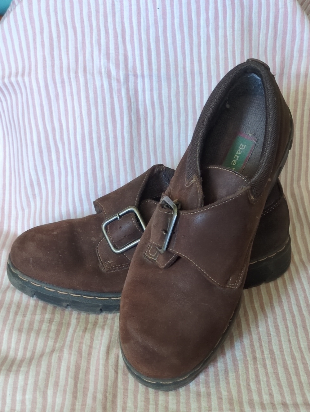 BareTraps Brown Sueded Leather Buckle Slip-On Loafers